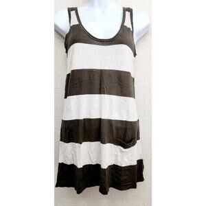 Banana Republic Brown Tan Striped Sleeveless Top Medium Lightweight Soft Stretch